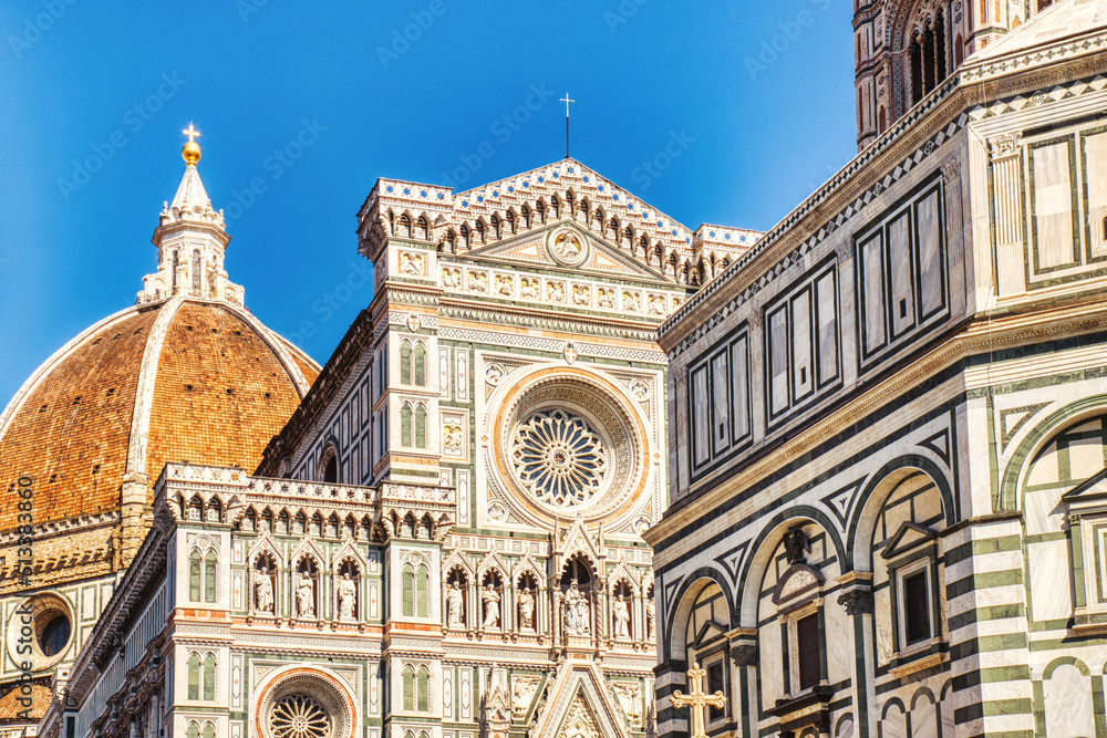 Cathedral of Santa Maria del Fiore with Duomo in Florence during Sunny Day