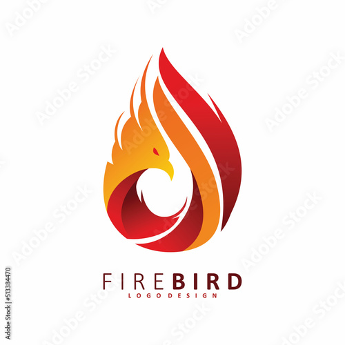 phoenix bird fire flame logo design