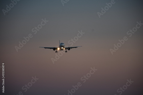 Aircraft approaching Corfu International Airport. Corfu island, Greece © ernestos