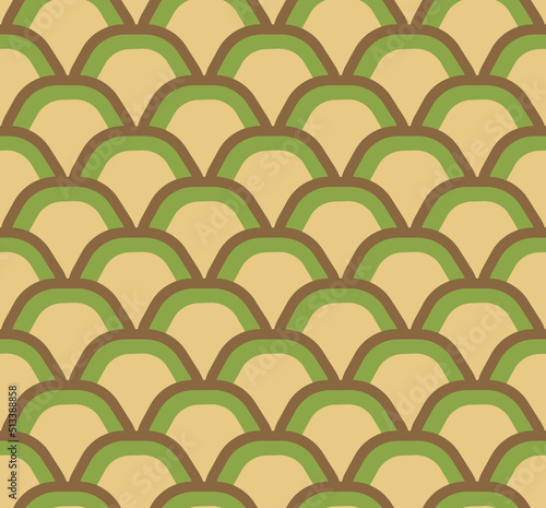 Pineapple seamless pattern as peel pineapple. Flat, vector