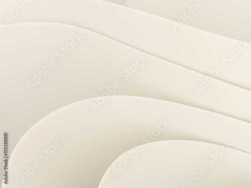 3d wallpaper abstract background milk color with wave and light. Wavy swirly fabric. 3d rendering illustration