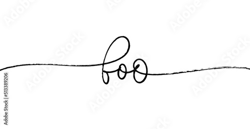 Boo monoline black text. Only one single word isolated on white background. Vector illustration of modern pen calligraphy with swooshes. Happy Halloween greeting card. Holiday lettering for banner