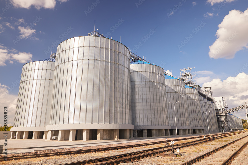 grain storage, granary and shipment of grain, in high resolution. agribusiness concept