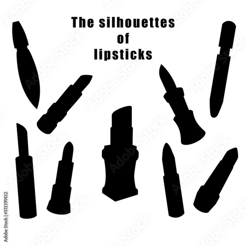 Vector silhouette sketch. Different lipstick shapes.
