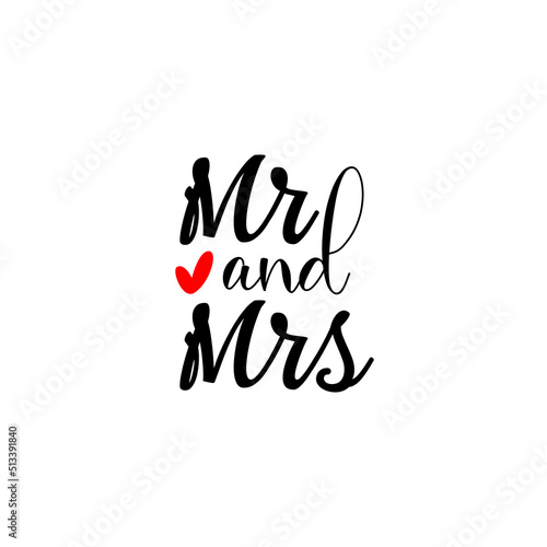 Mr and Mrs text on white background photo