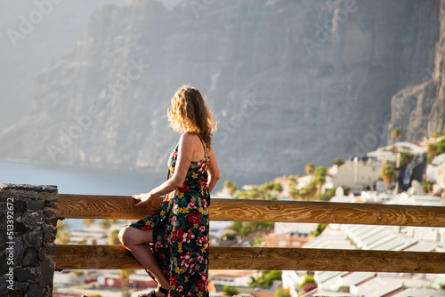 beautiful woman looking at Los Gigantes in Tenerife Canary islands © Melinda Nagy