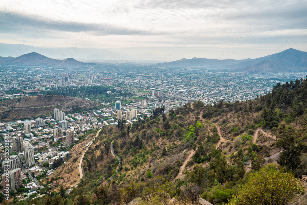 View of the city of Santiago de Chile from Mount San Cristobal