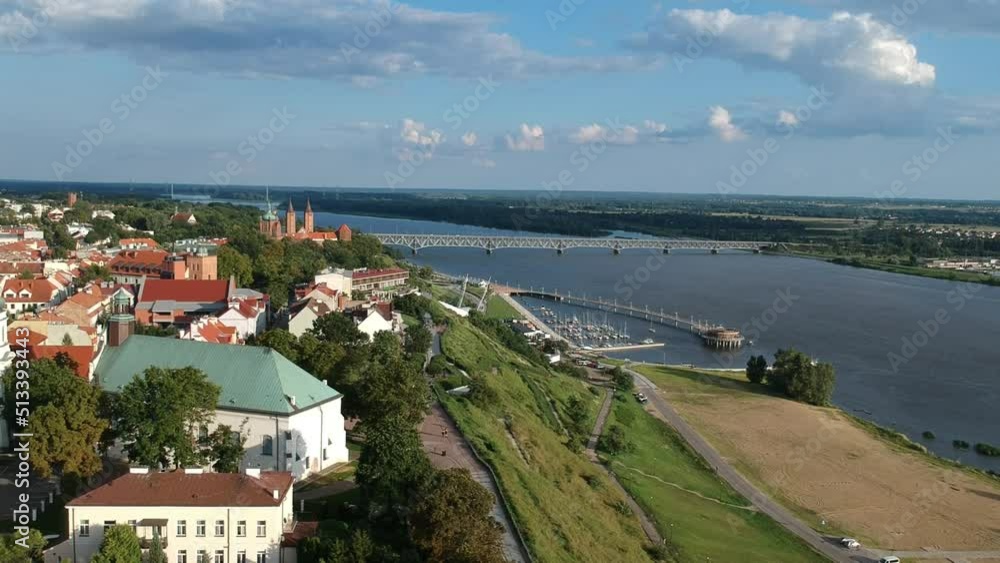 Plock, Poland - August 12, 2021. Aerial view of city in Summer