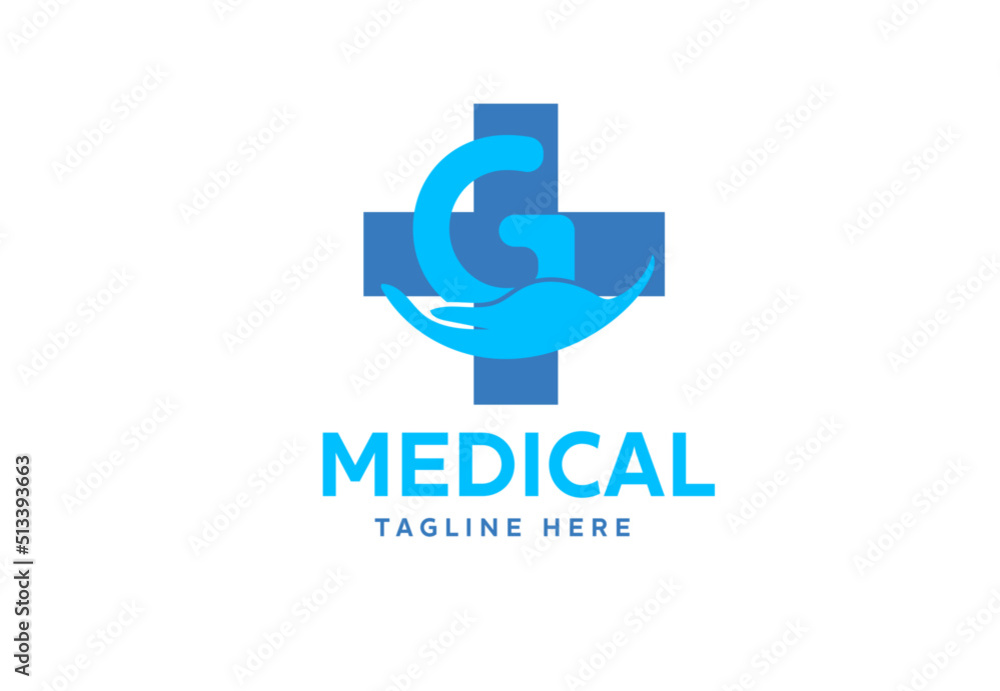 Medical cross symbol with G Medical cross symbol with G