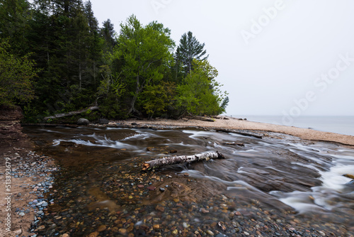 Slika na platnu Shoreline of Lake Superior where River Hurricane meets the lake