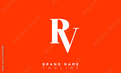 RV Alphabet letters Initials Monogram logo VR, R and V