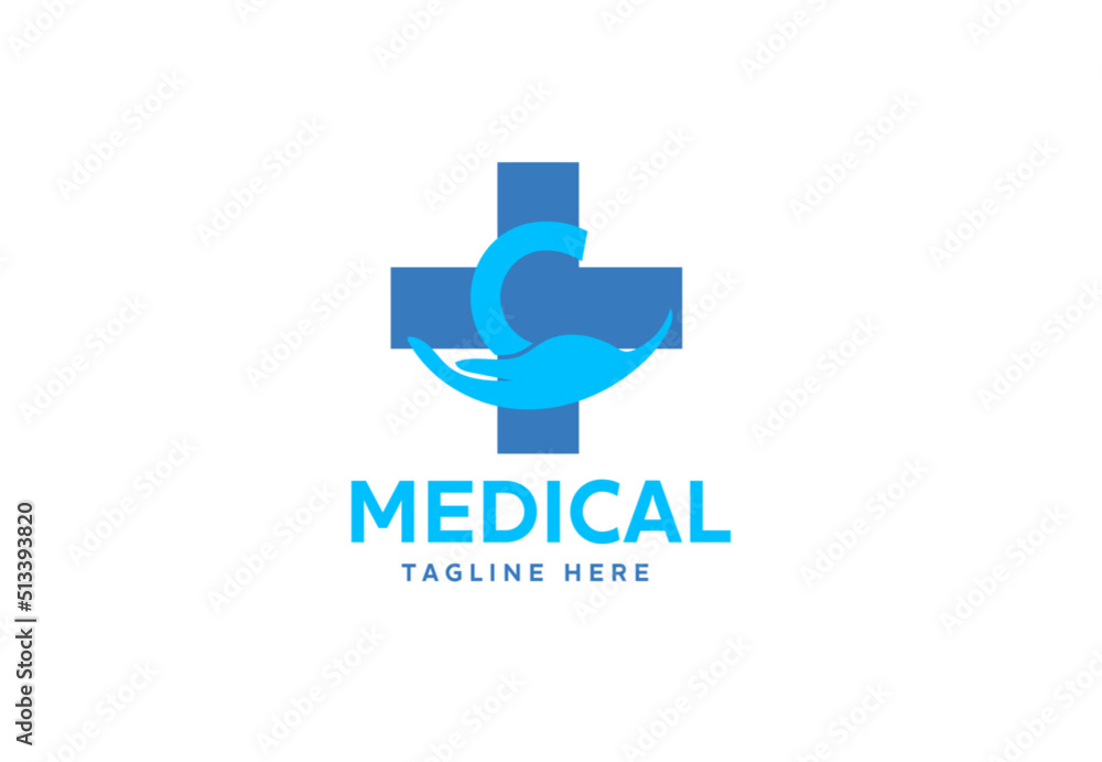 Medical cross symbol with  C 