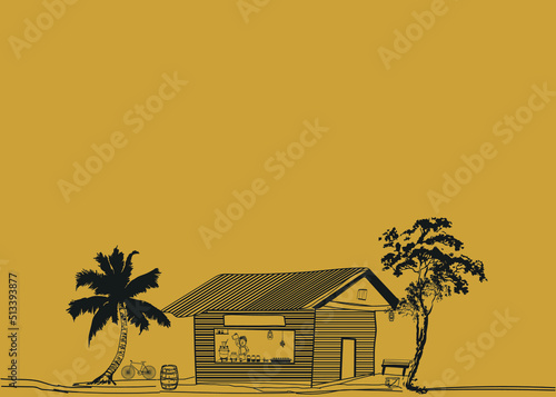 Indian Old Kerala Tea shop drawing