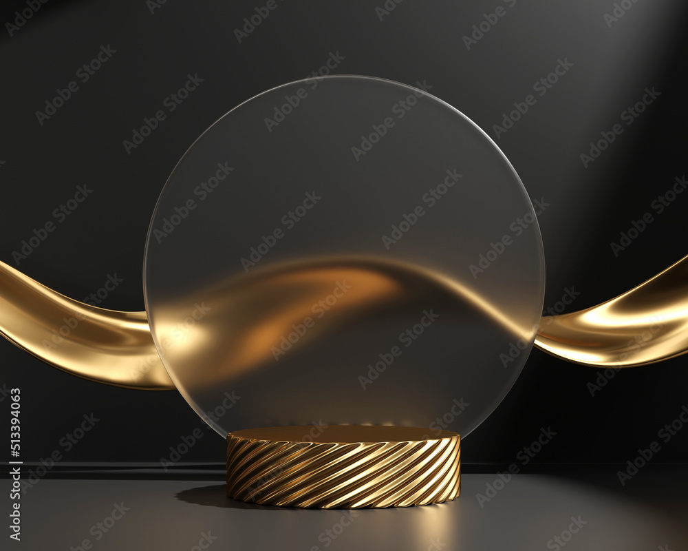 3D rendering abstract gold platform podium product presentation backdrop