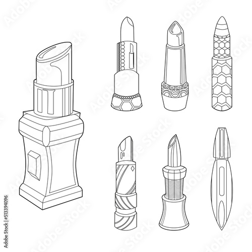 Coloring vector lipsticks on a white isolated background