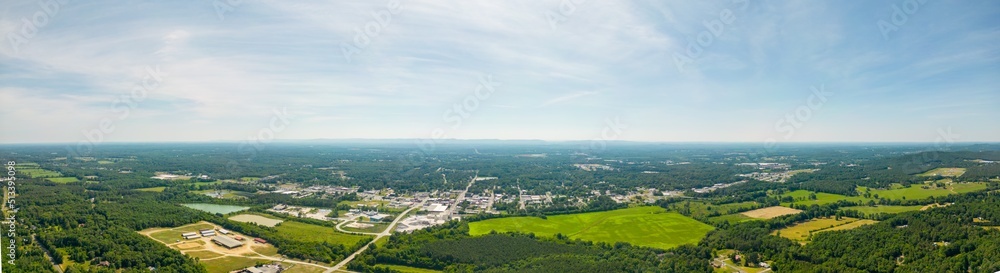 Aerial drone panorama photo of Etowah Tennessee