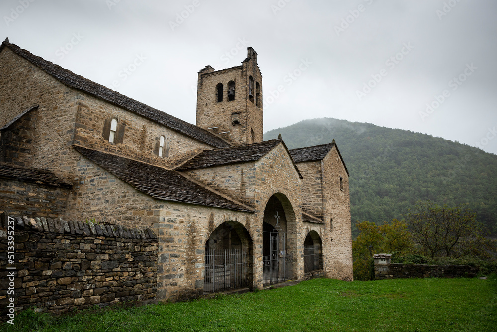 church of San Miguel in Linás de Broto, municipality of Torla-Ordesa, Sobrarbe region, province of Huesca, Aragon, Spain