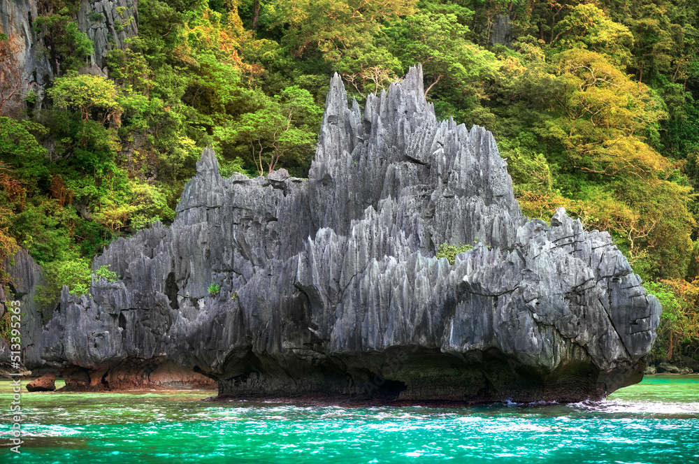 Characteristic Rocks at Ubugon Cove on Cadlao Island, Near El Nido, Palawan, Philippines Characteristic Rocks at Ubugon Cove on Cadlao Island, Near El Nido, Palawan, Philippines