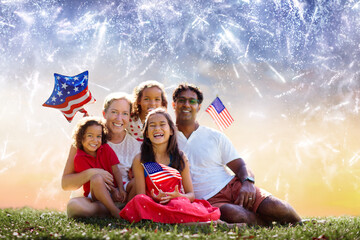 American family on Independence Day. 4th of July.