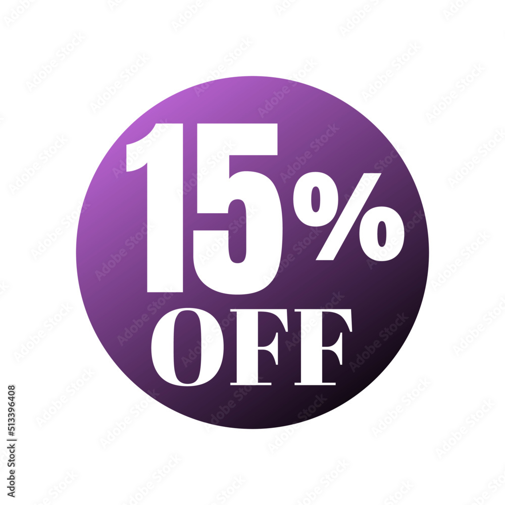 15% percent off (offer), Online super discount purple ball design. Vector illustration, Fifteen 15% percent off (offer), Online super discount purple ball design. Vector illustration, Fifteen