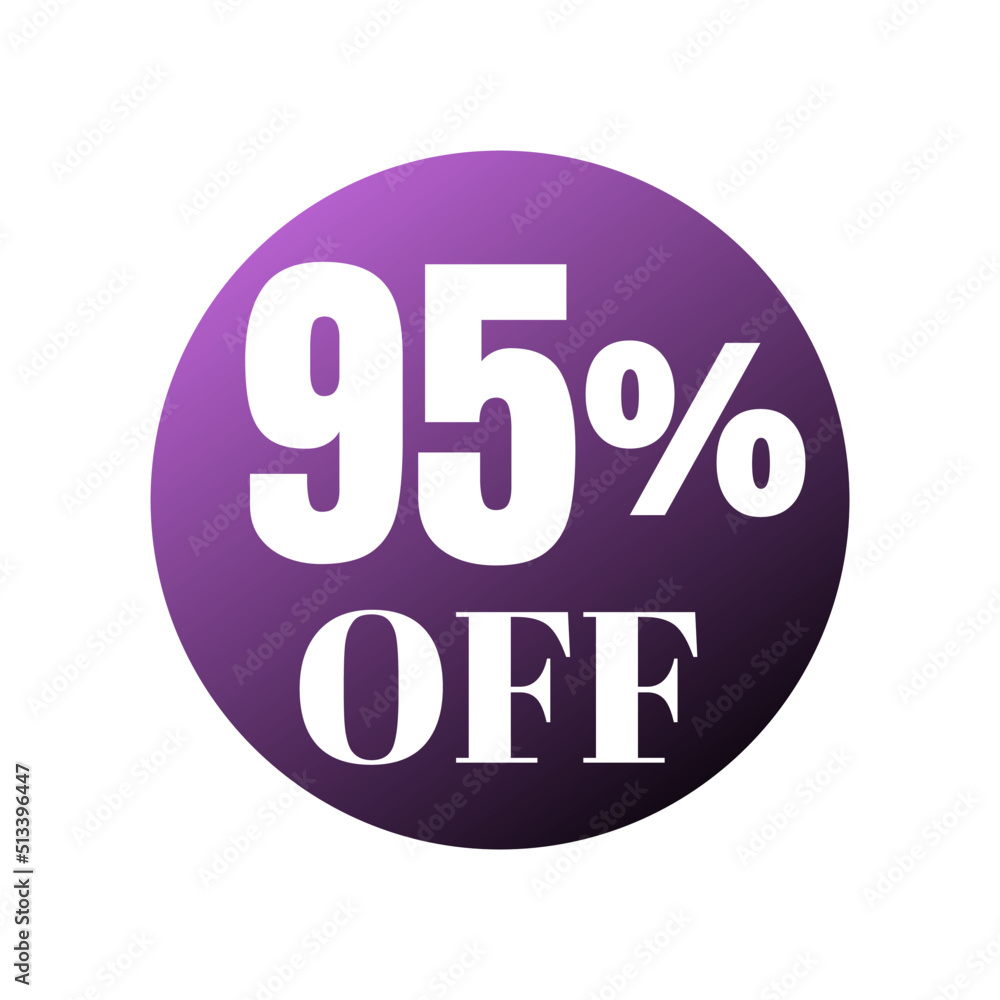 95% percent off (offer), Online super discount purple ball design. Vector illustration, ninety five 95% percent off (offer), Online super discount purple ball design. Vector illustration, ninety five