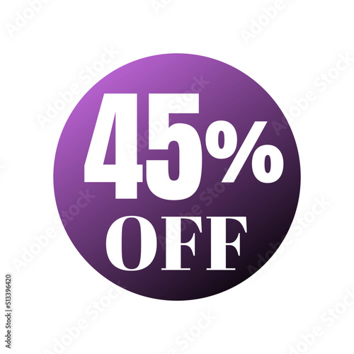 45% percent off (offer), Online super discount purple ball design. Vector illustration, Forty five 