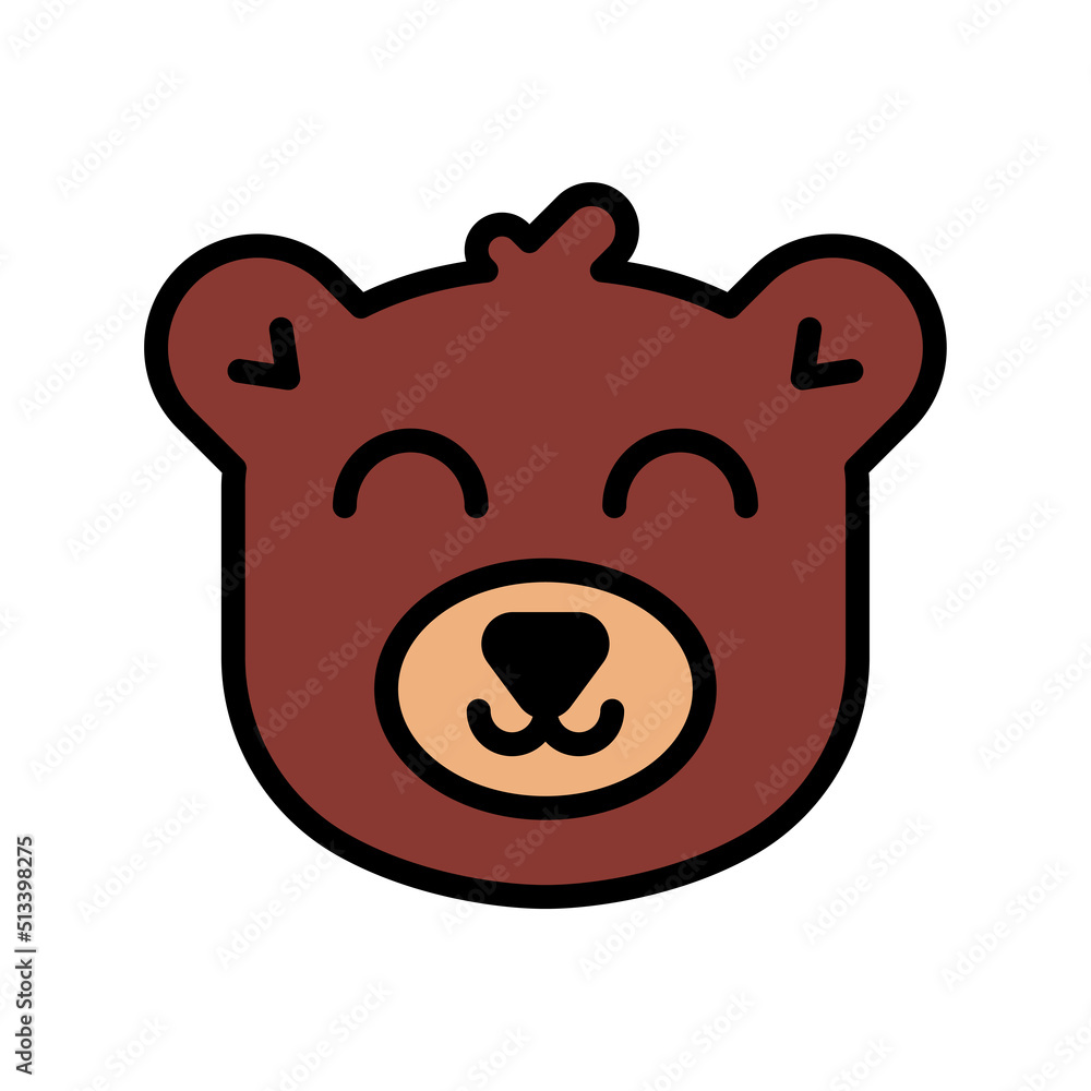 Cartoon cute smiling baby bear face icon vector illustration Cartoon cute smiling baby bear face icon vector illustration