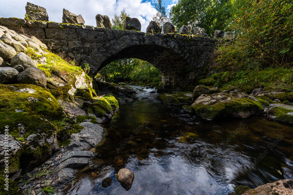 Historical Stone Bridge the first road between Hjelmeland and Ardal, Hauske roadside picnic area, Norway Historical Stone Bridge the first road between Hjelmeland and Ardal, Hauske roadside picnic area, Norway