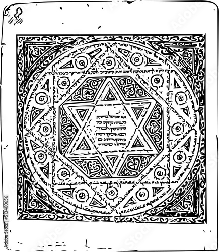 The old bible manuscript, jewish religion script, vector