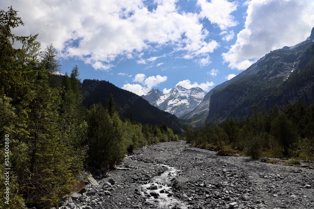 landscape in the mountains with river in Switzerland