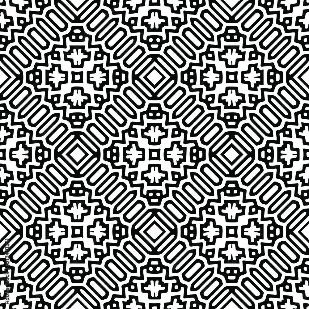 Seamless vector pattern in geometric ornamental style. Monochrome pattern. Seamless vector pattern in geometric ornamental style. Monochrome pattern.