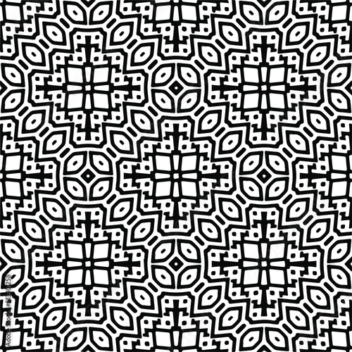 Seamless vector pattern in geometric ornamental style. Monochrome pattern.
