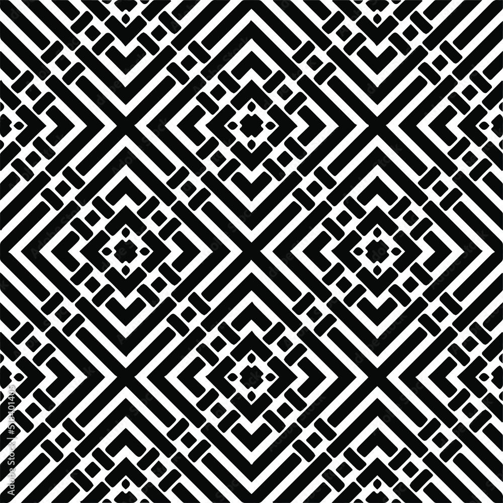 Seamless vector pattern in geometric ornamental style. Monochrome pattern. Seamless vector pattern in geometric ornamental style. Monochrome pattern.