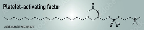 Platelet Activating Factor or PAF signaling molecule. Skeletal formula.