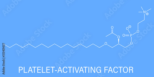 Platelet Activating Factor or PAF signaling molecule. Skeletal formula.