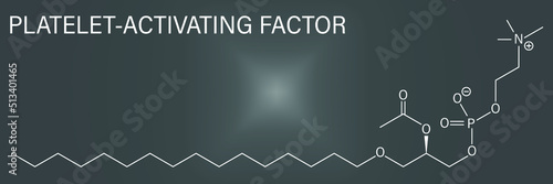 Platelet Activating Factor or PAF signaling molecule. Skeletal formula.