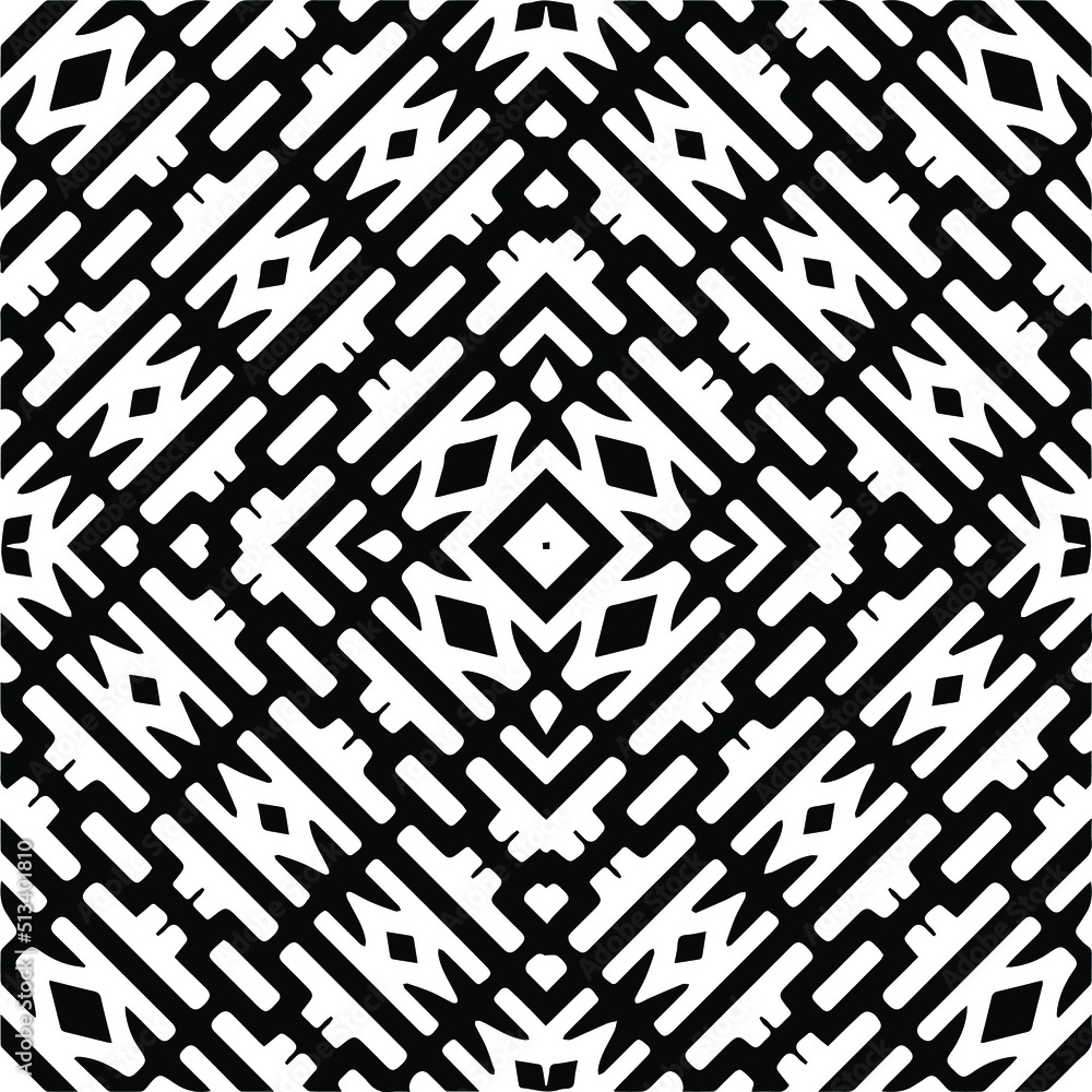 Seamless vector pattern in geometric ornamental style. monochrome pattern.