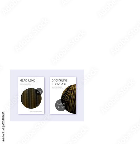 Trendy cover design template set. Gold abstract li