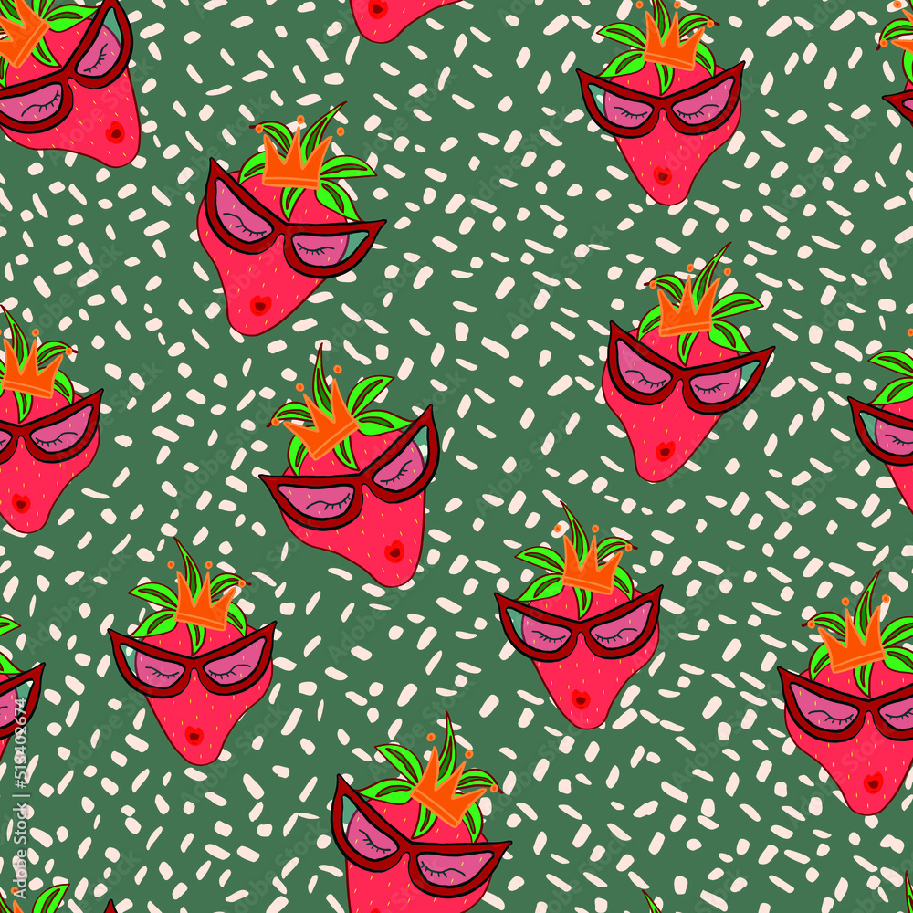 strawberries with dots abstract blots vector seamless pattern strawberries with dots abstract blots vector seamless pattern