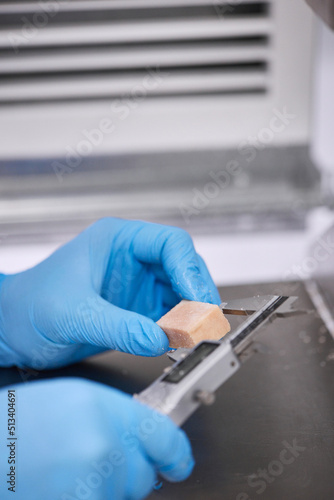 Close-up. The process of measuring laboratory samples