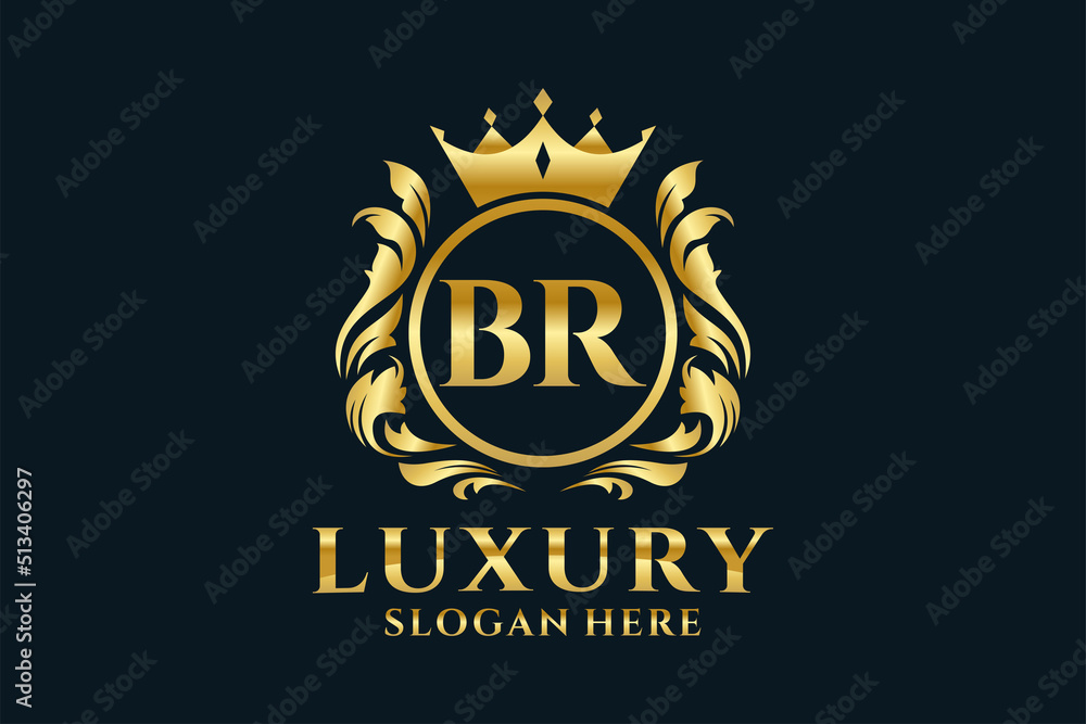 Initial BR Letter Royal Luxury Logo template in vector art for luxurious branding projects and other vector illustration. - obrazy, fototapety, plakaty 