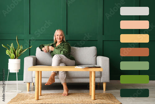 Mature woman drinking tea w...