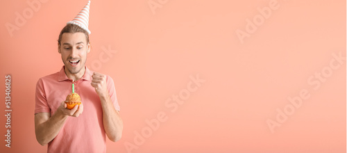 Happy man celebrating birth...