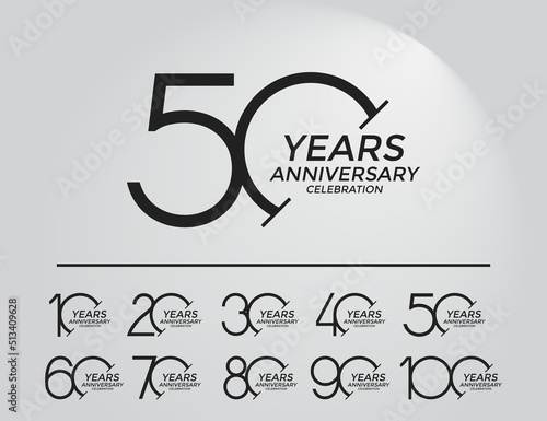 set of anniversary logo style black color can be use for special event and celebration moment