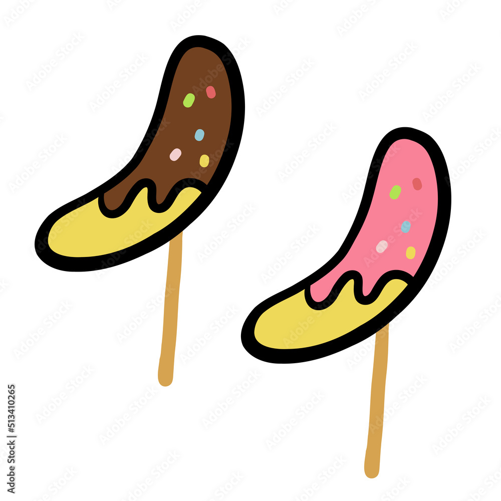 チョコバナナのイラスト素材 セット チョコバナナのイラスト素材 セット