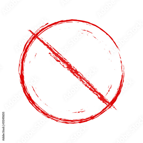 Circle backslash empty brush prohibition sign. No symbol, do not sign, circle backslash symbol, nay, interdictory circle, prohibited symbol, dont do it symbol isolated on white. Vector illustration. photo