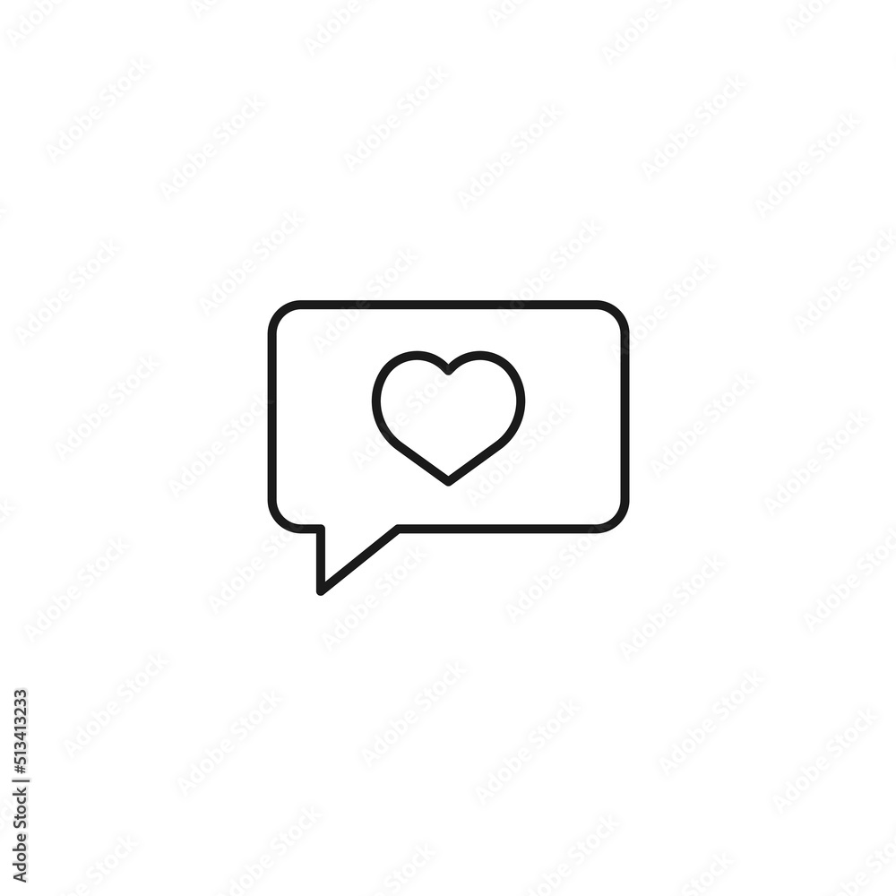 Social media concept. Vector symbol drawn with black thin line. Editable stroke. Suitable for articles, web sites etc. Line icon of heart inside of speech bubble Social media concept. Vector symbol drawn with black thin line. Editable stroke. Suitable for articles, web sites etc. Line icon of heart inside of speech bubble