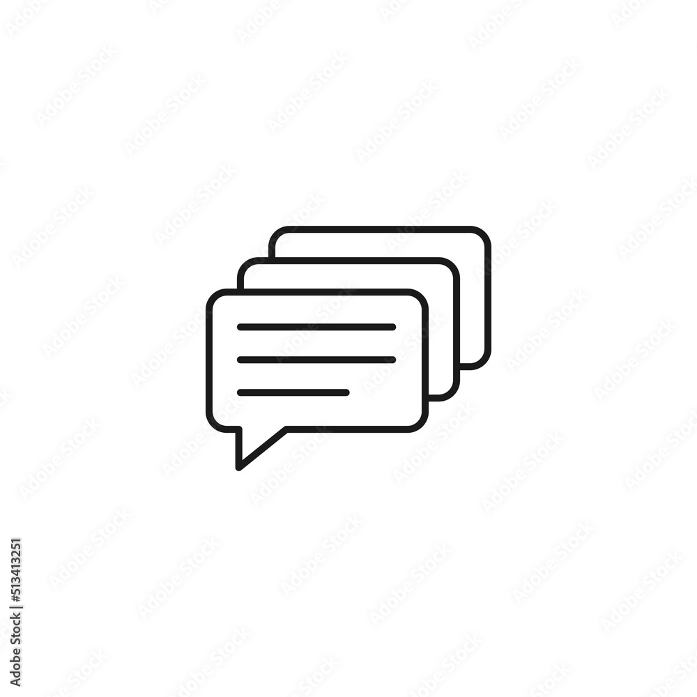 Social media concept. Vector symbol drawn with black thin line. Editable stroke. Suitable for articles, web sites etc. Line icon of speech bubbles Social media concept. Vector symbol drawn with black thin line. Editable stroke. Suitable for articles, web sites etc. Line icon of speech bubbles