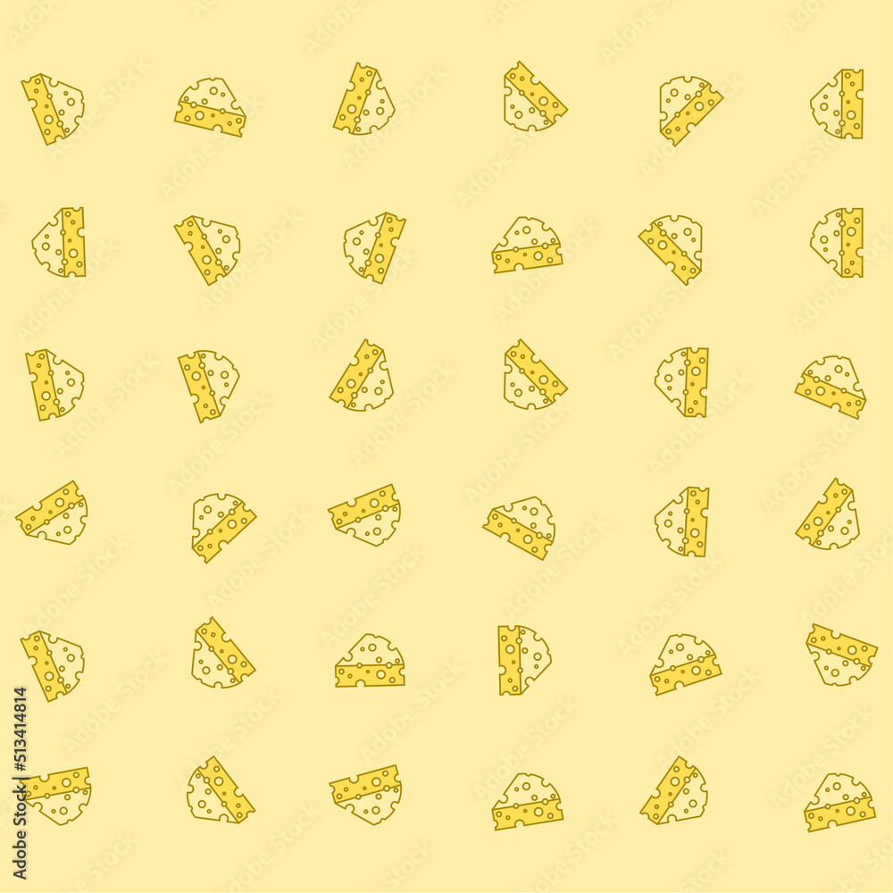Pattern of Cartoonized Cheese, Yellow Background Pattern of Cartoonized Cheese, Yellow Background
