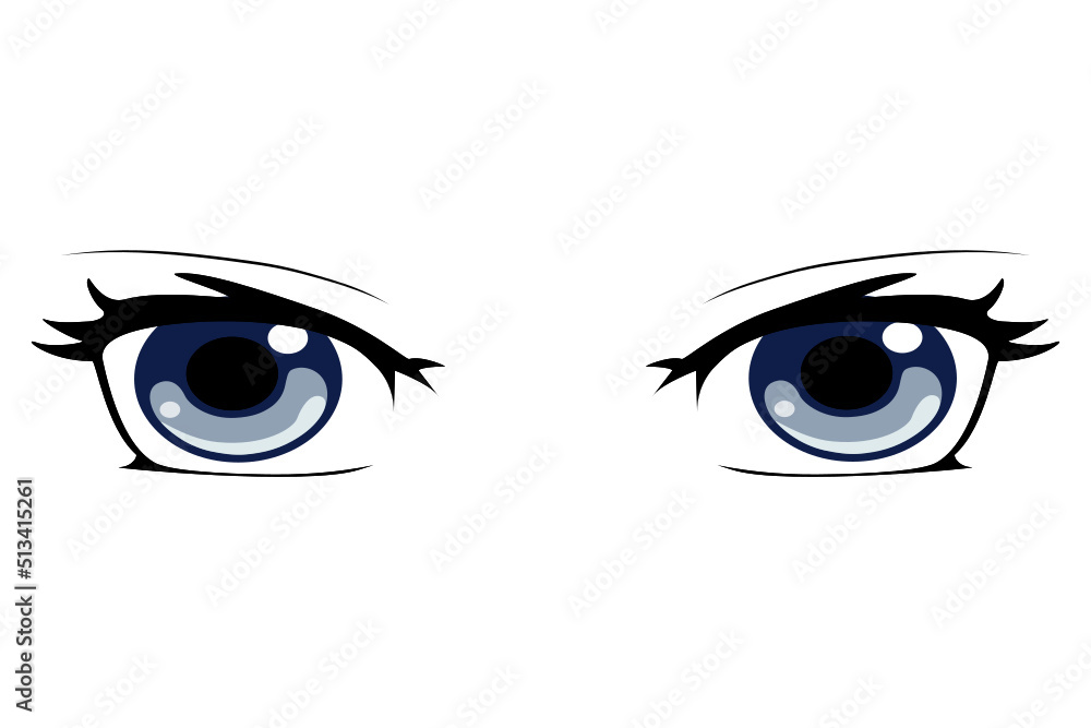 cute cartoon eyes Collection of cartoon eyes with a variety of emotions Japanese faces of male and female characters. Cartoon eyes. For shirt screen work. Vector illustration on a white background.